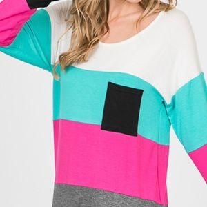 Color block plus size top